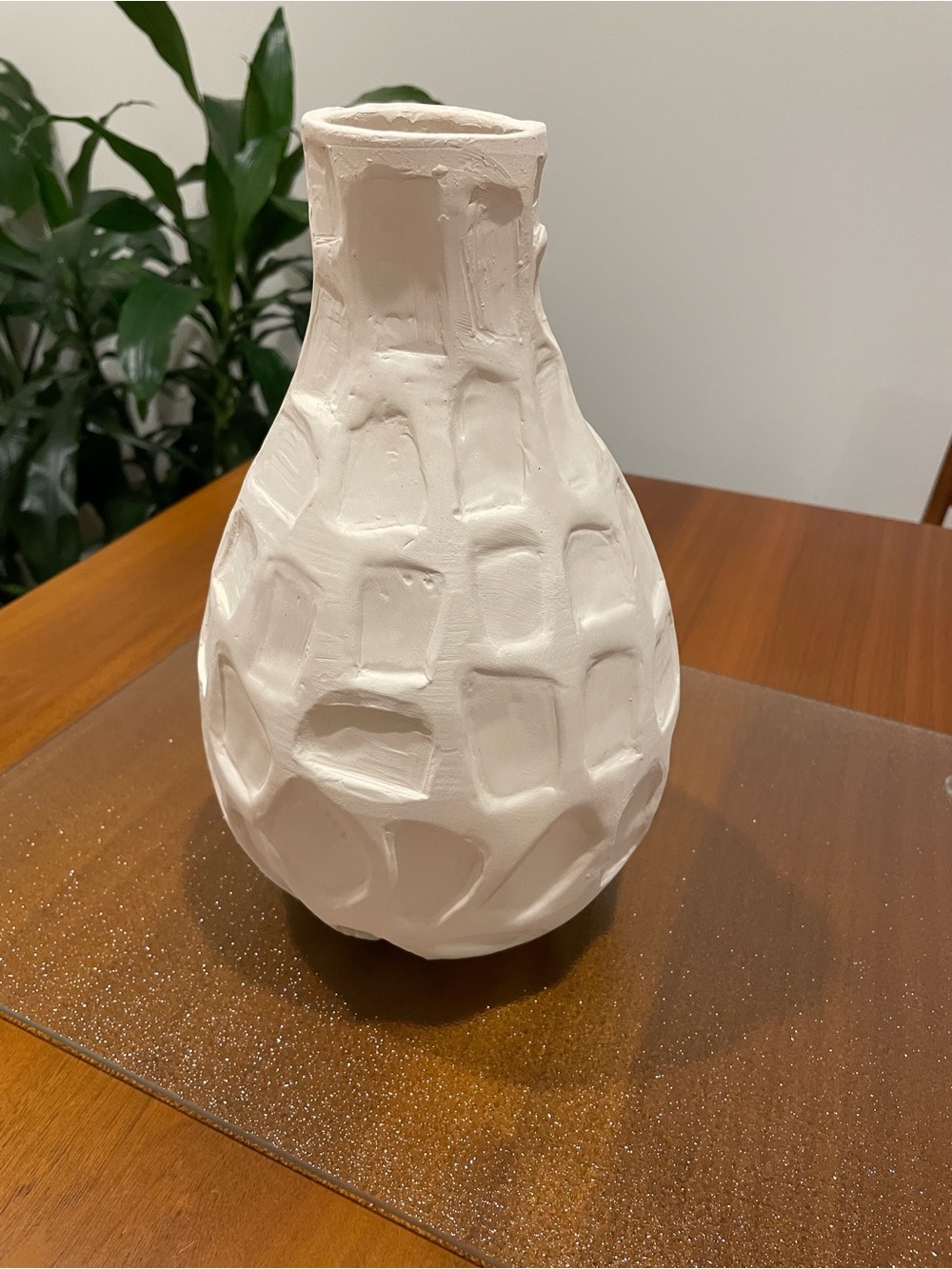 Contemporary White Textured Ceramic Vase - Home Art Ceramics